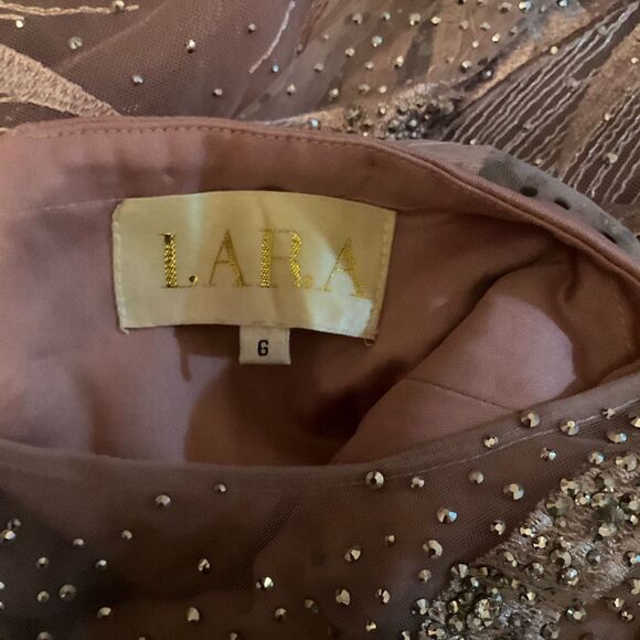 LARA High Neck Sheer Long Sleeve Embellished Gown - Picture 10 of 12